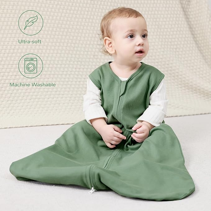 JELLYMONI Baby Sleep Sack 12-18 Months 100% Cotton Wearable Blanket, 0.5 TOG Soft Lightweight Toddler Sleeping Sack 3 Pack 2-Way Zipper Newborn Sleep Sacks
