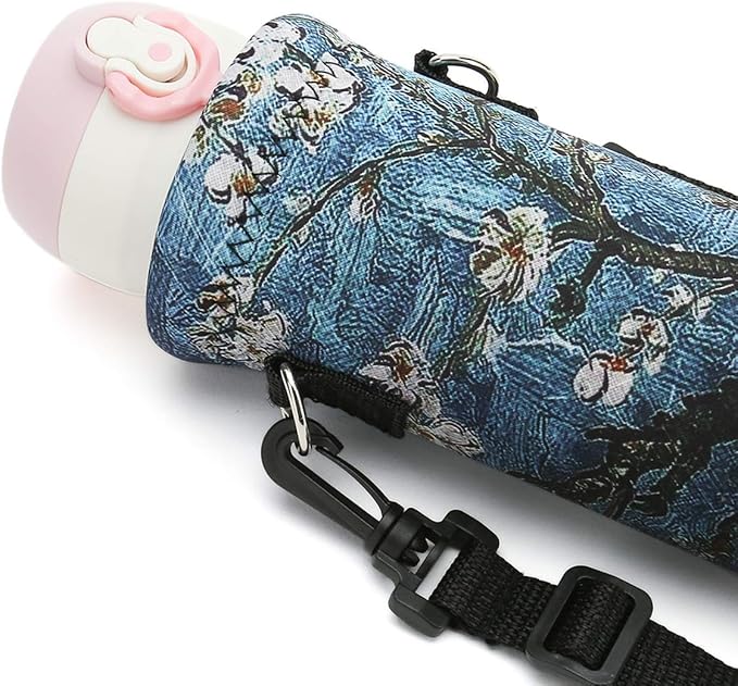 RICHEN Neoprene Water Bottle Carrier Bag with Adjustable Shoulder Strap,Insulated Water Bottle Cover for Stainless Steel/Glass/Plastic Bottles
