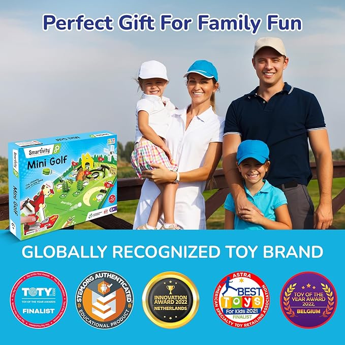 Smartivity Mini Golf Table-Top Game for Kids Ages 6-12 | Build Your Own Golf Course with Mechanical Golfer & 10 Fun Holes | STEM Toy & Birthday Gift for Boys & Girls Ages 6-12