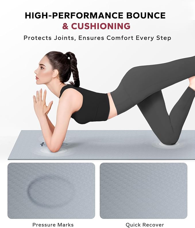 HAPBEAR Large Yoga Mat - 72"x36" Extra Wide Exercise Mat - 1/4" Thick Dual Color PVC | Anti-Slip Surface & High Cushioning - Ideal for Yoga, Pilates & Home Workouts - Bonus Mesh Bag