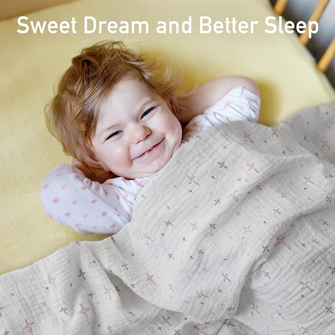 Muslin Swaddle Blankets for Newborn, 3 Pack Breathable Soft Receiving Blanket, Large 38 x 40 inches Swaddle Wrap Burping Clothes Diapers, Essentials Infant Shower Items, Toddler Gift (Clouds & Stars)