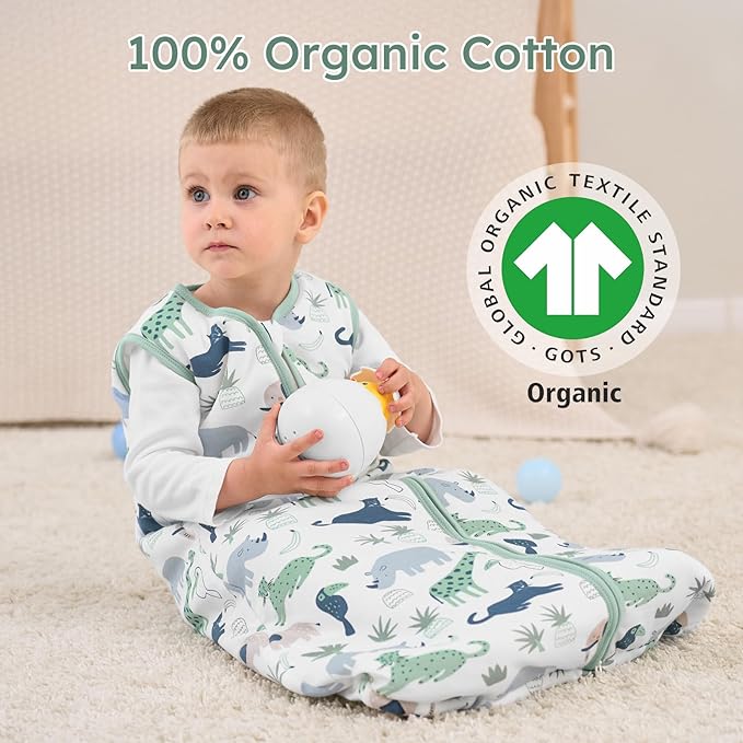 Yoofoss Baby Sleep Sack 6-12 Months, 1.5 Tog Baby Wearable Blanket with 2-Way Zipper, 100% Cotton Organic Fabric Winter Infant Sleeping Sack, Warm Soft Comfy