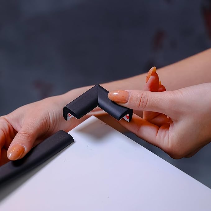 Baby Proof Corners and Edges with Furniture Corner & Edge Safety Bumpers, Impact-Absorbent 18ft Bumper & 8 Foam Corner Protectors, Cushy, Thick, Odorless Table Edge Protectors for Baby, Child | Black