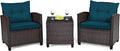 HAPPYGRILL 3 Pieces Patio Conversation Set, Outdoor Furniture Set PE Rattan by HAPPYGRILL