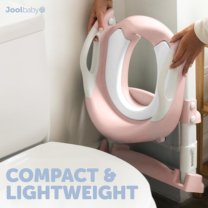Jool Baby Potty Training Seat with 2 Step Ladder for Toddlers - Soft Cushioned Seat & Splash Guard, Adjustable Height (Pink)
