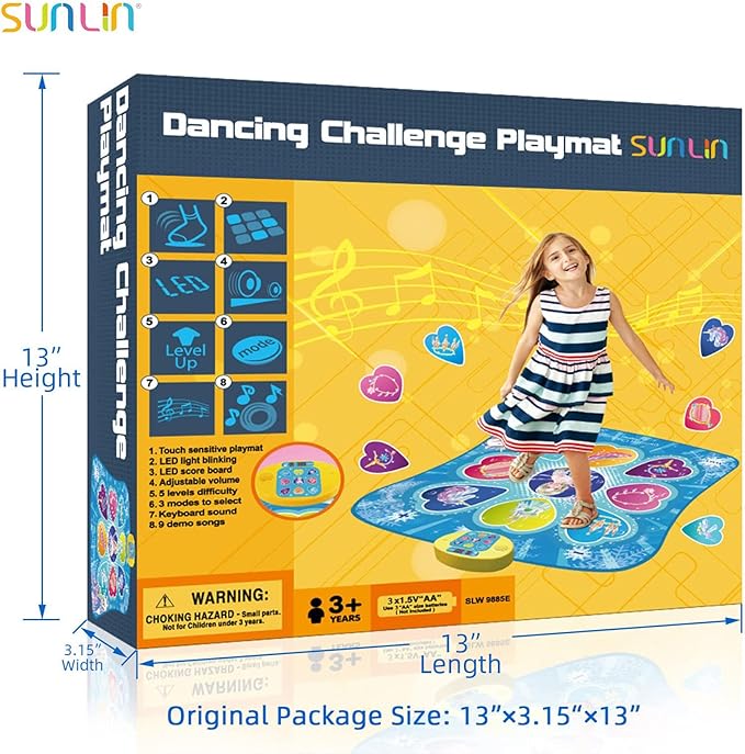 SUNLIN Dance Mat, Gifts Toys for Girls 3 4 5 6 7 8 Years Old, Frozen Theme Toys, Dance Pad with 7 Game Modes, 5 Challenge Levels, 9 Built-in Music, Birthday Gifts for Kids Ages 3-12