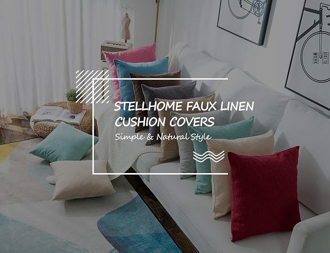 Stellhome Burlap Throw Pillow Covers Solid Farmhouse Linen Pillowcase - Image 6