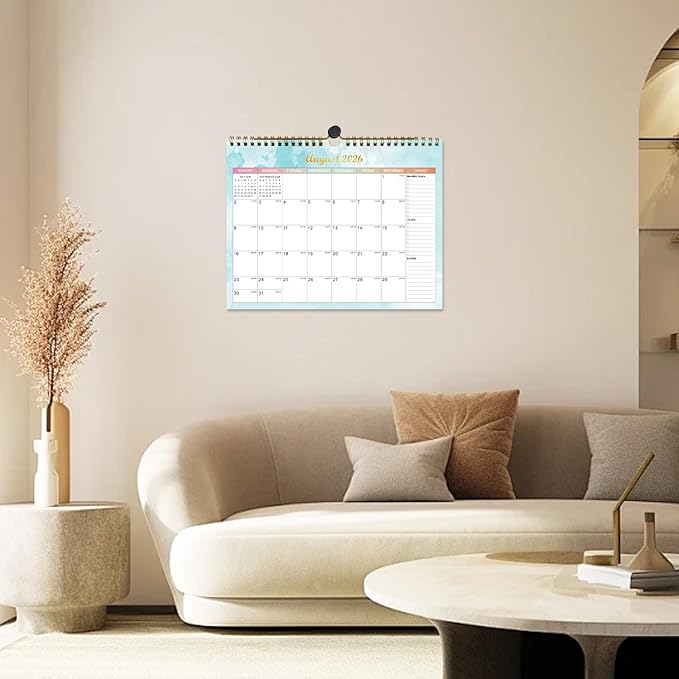 Calendar 2025-2027 22 Monthly Wall Calendar Runs from September 2025 until June 2027 Spiral Binding Hanging 11.5" x 14.7" Thick Paper with Julian Dates and Block for School Office（Colorful）