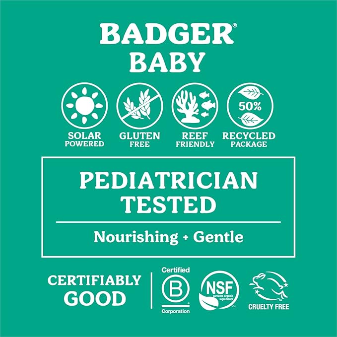 Badger Mineral Baby Sunscreen Cream SPF 40, 98% Organic Toddler Sunscreen with Zinc Oxide, Broad Spectrum, Reef Safe, Water Resistant, Pediatrician Tested Baby Sunblock, 2.9 fl oz, 2-Pack
