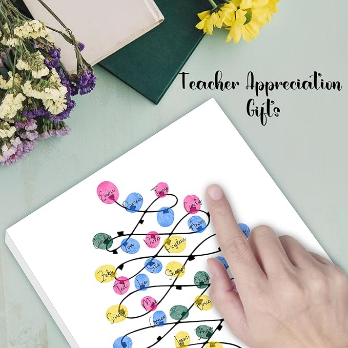 SHLINCO Thank You Teacher Gift, Suitable for Kindergarten, Elementary School and Junior High School Classroom Souvenirs, Fingerprint Art Canvas DIY, Year-End Gift for The Class Teacher
