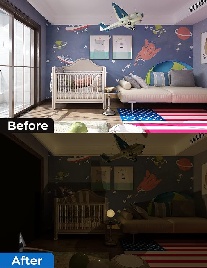 Sumobaby Blackout Curtains for Bedroom Portable 35"x75",No Drill Blackout Shades with Upgraded Hook&Loop Tapes,100% Black Out Window Cover,Thermal Insulated Blinds for Bedroom,Nursery(1 Panel,Black)