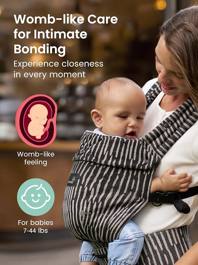GROWNSY Baby Carrier Newborn to Toddler, Ergonomic Baby Toddler Carrier Wraps with Head Support, Easy to Wear, Infant Carrier Baby Gift, Travel and Hiking Friendly, for 7 to 44 lb (Flow-Stripe)