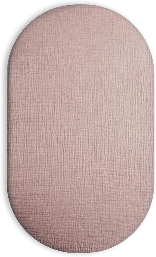 Bassinet Sheet for Baby Boy and Girl, Fitted Sheets for Rectangle, Oval, Hourglass Bassinet Mattress, Muslin Moses Basket Sheets with Neutral Style (Vintage Taupe)