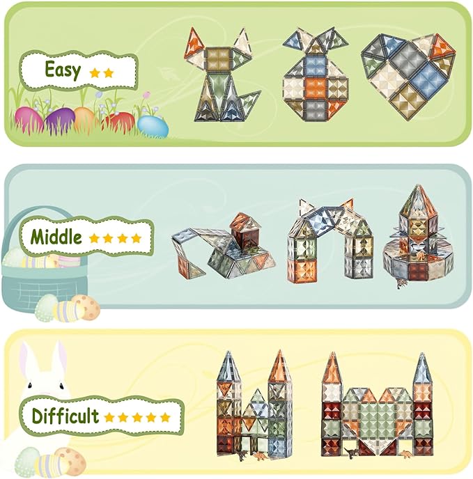 3D Magnetic Tiles, STEM Learning and Encourage Imaginative Play Magnetic Blocks, Preschool Puzzle Toys with Dinosaur, Gift for Boys and Girls 3 4 5 6 7 8 Years+