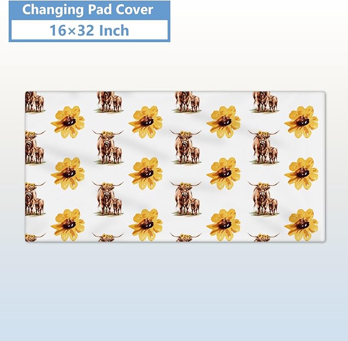 Personalized Baby Crib Bedding Set, 5 Pcs Custom Name Bedding Set, Double Layer Nursery Bedding Set for Boy Girl, Highland Cow Baby Crib Set, Gift for Toddlers Infants New Parents