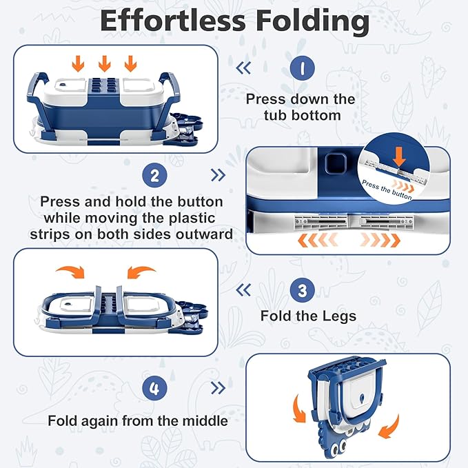 TPN Collapsible Baby Bathtub, Baby Bath Tub with Soft Cushion & Real-Time Thermometer, Baby Bathtub Infant to Toddler Tub (0-36 Months), Portable Newborn Travel Bath tub