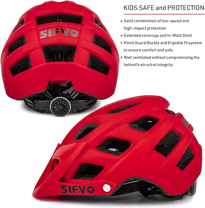Kids Bike Helmet, SIFVO Kids Helmet 8+ Boys and Girls Bike Helmet with Cool Visor, Bike Helmets for Kids, Youth Bike Helmet Kids Mountain Bike Helmet Lightweight and Sturdy【55-58cm】