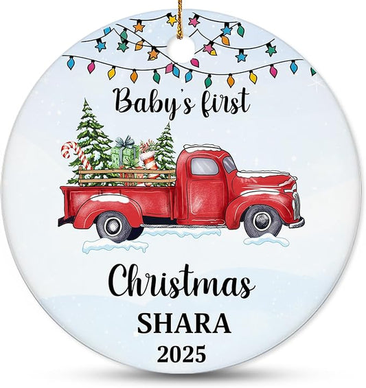Personalized Baby First Christmas Ornament 2025 - Custom Ornament for New Baby - Babies Name Keepsake - Sweet Gift for Parents - Newborn, New Mom, Dad Gifts On Christmas, Birthday