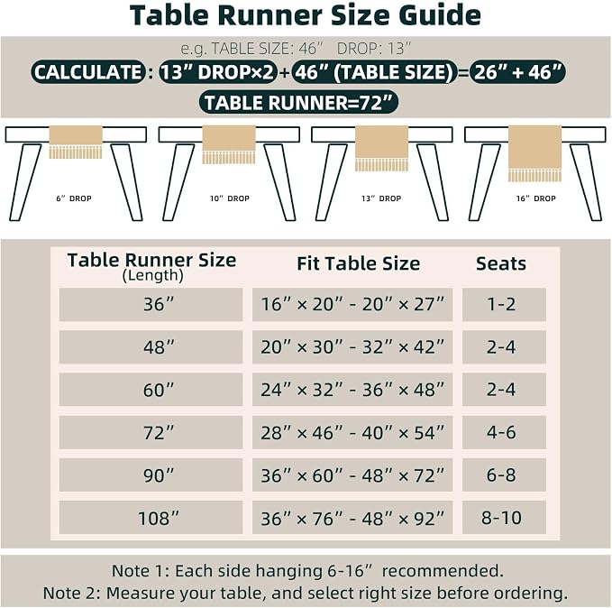 FEXIA Boho Table Runner for Home Coffee Decor 36 Inches Long Farmhouse Rustic - Image 3
