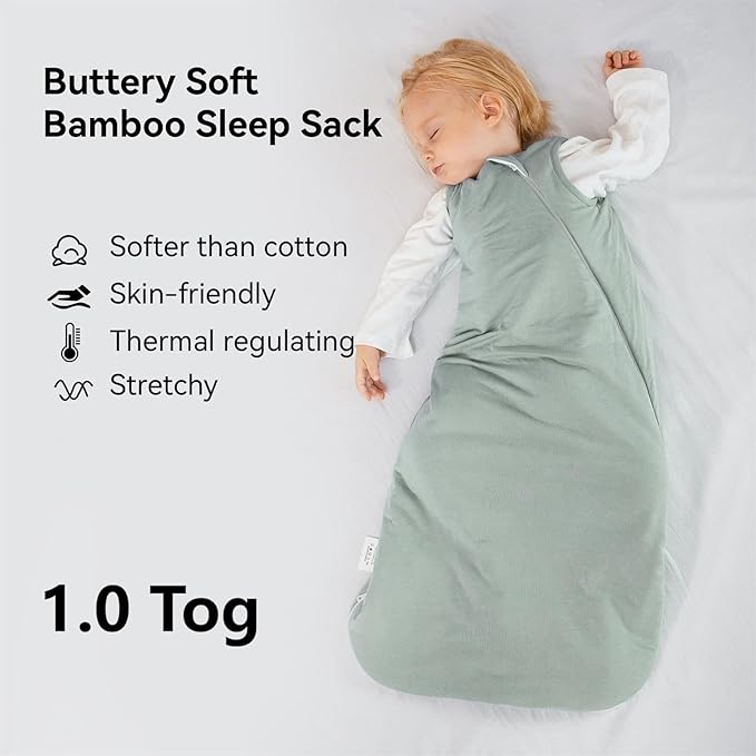 Rayon Made from Bamboo Sleep Sack 12-18 Months 1.0 Tog Ultra Soft Baby Wearable Blanket Toddler Sleeping Sack for Babies Unisex Girl Boy 2-Way Zipper Baby Sleeping Bag Breathable Lightweight Large