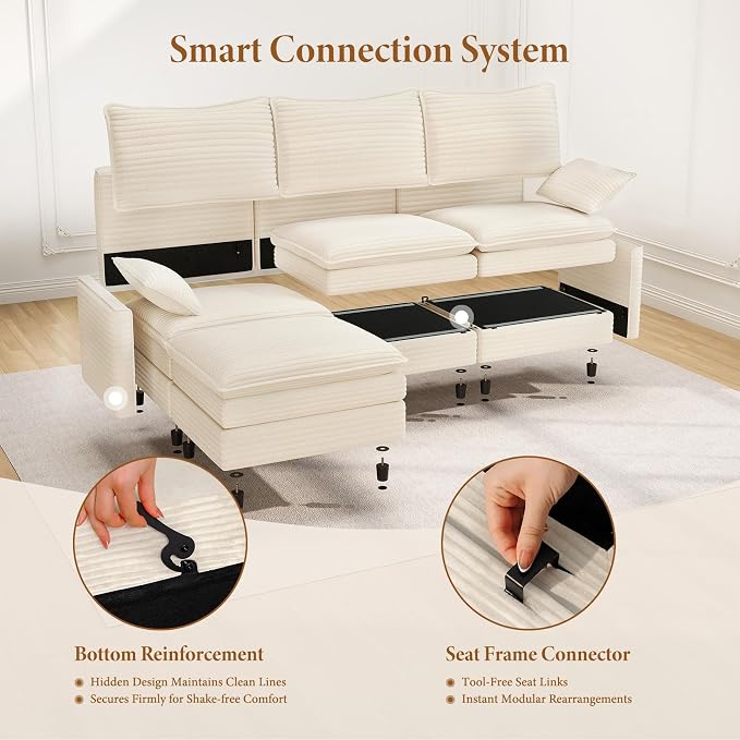 Vesgantti 108" Modular Sectional Sofa, Comfy Cloud Couch - Image 5