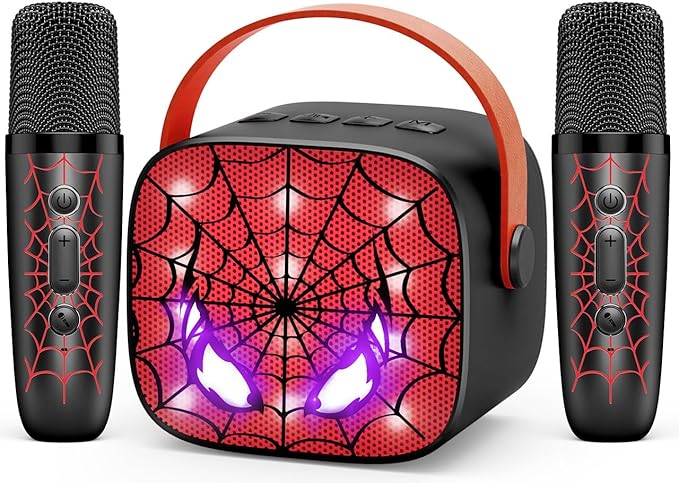 Cool Mini Karaoke Machine Toys: Kids Toys Birthday Gifts Age 3-12+ LED Portable Bluetooth Speaker with 2 Wireless Microphone Gift Toy for 4 5 6 7 8 9 Years Old Girls Boys Kid Adults
