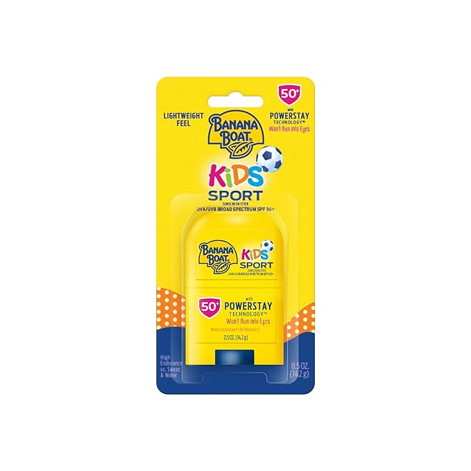 Banana Boat Sport Kids Sunscreen Stick SPF 50, 0.5oz | Travel Size Sunscreen for Kids, Childrens Sunblock SPF 50, Oxybenzone-Free, 0.5oz