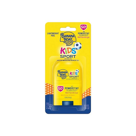 Banana Boat Sport Kids Sunscreen Stick SPF 50, 0.5oz | Travel Size Sunscreen for Kids, Childrens Sunblock SPF 50, Oxybenzone-Free, 0.5oz