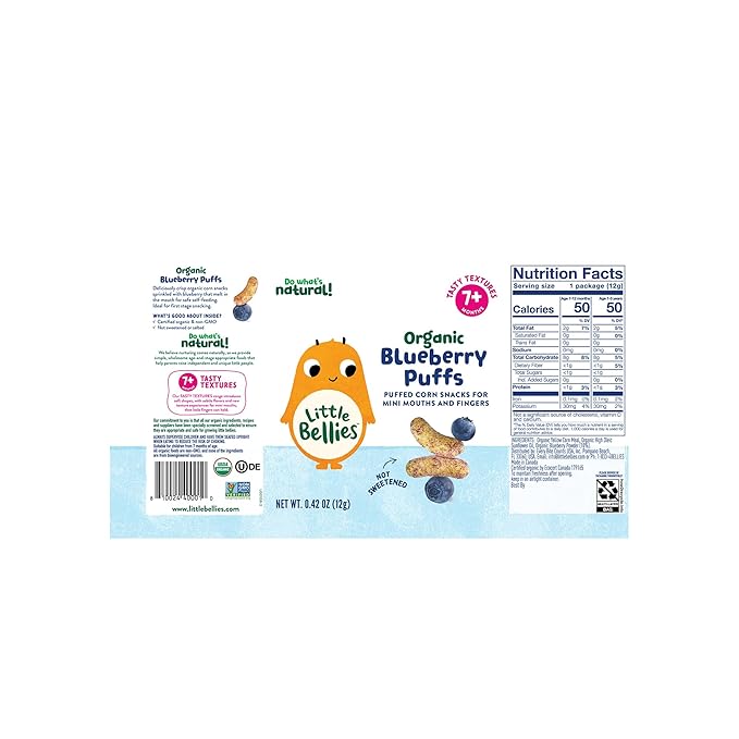 Little Bellies Organic Blueberry Puffs Baby Snack (Pack of 18 x 0.42 oz Individual Packs)