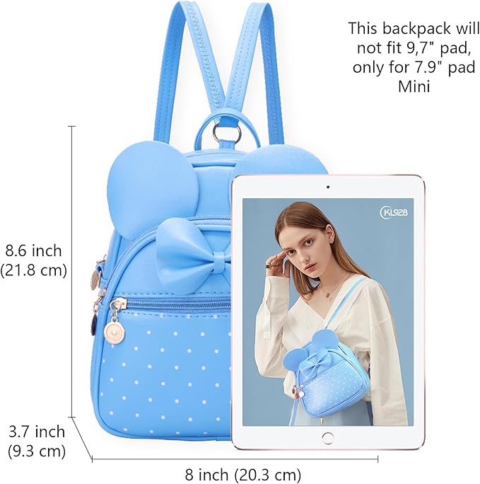 KL928 Girls Bowknot Polka Dot Cute Mini Backpack Small Daypacks Convertible Shoulder Bag Purse for Women