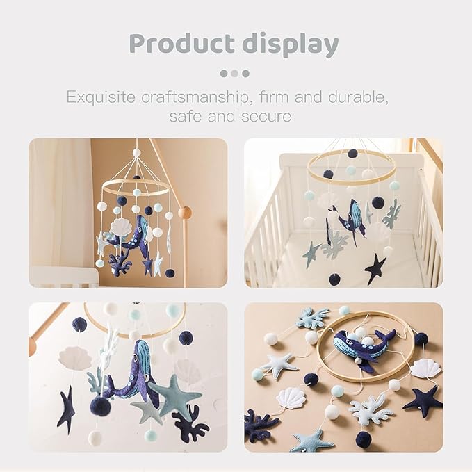 Baby Mobile Wind Chime Sea Creatures, Whale Mobile Wind Chime, Baby Bed Hanging Game Mobile for Children's Room Children's Bed Decor