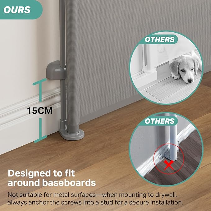 Cumbor 76" Wide Long Retractable Safety Gates for Stairs, Mesh Dog Gate for The House, 34" Tall Extra Wide Pet Gate for Dogs, Long Gates for Doorways, Hallways, Indoor/Outdoor(Gray)