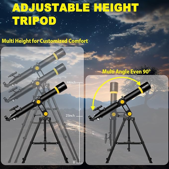 Telescope, Telescopes for Adults Astronomy Professional, 90mm Aperture 1000mm High Powered Telescope for Beginners & Kids with Precision Adjustment Vertisteel AZ Mount Tripod Phone Adapter
