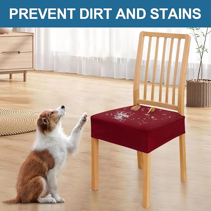 Smiry Waterproof Seat Covers for Dining Room Chairs Set of 8, Stretch Jacquard - Image 6