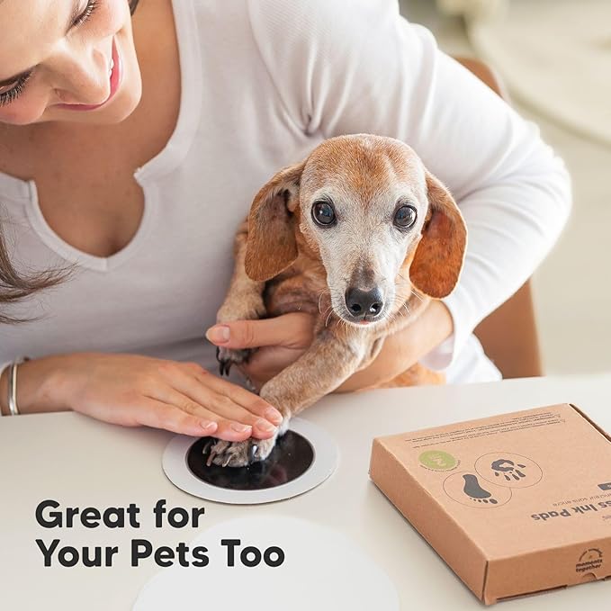 2-Pack Round Inkless Baby Hand and Footprint Kit - Mess Free Ink Pad for Newborn Keepsake, Dog Nose & Paw Print Kit, Clean Touch Ink Pad for Baby Hand & Footprints,Ideal New Mom Gifts (Jet Black)