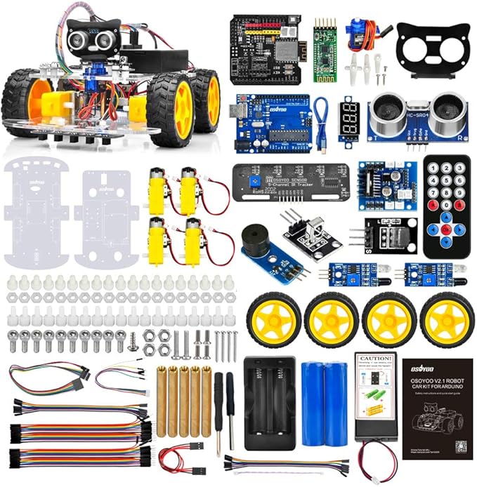 OSOYOO V2.1 Smart IOT Robot Car Kit for Arduino - Early STEM Education for Beginner and Teenager – Learn Circuit, Sensor - Get Hands-on Experience on Programming, Electronics Assembling, Robotics