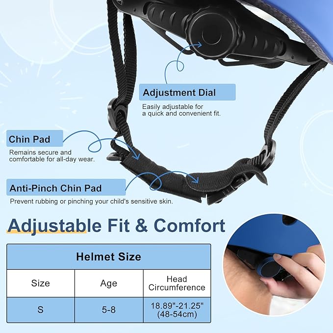 Vvinca Kids Toddlers Bike Helmet Adjustable for Ages 3-5-8 Years, Knee Pads and Elbow Pads Set Wrist Guard Sports Protective Gear Set for Roller Skate Bicycle Skateboard Scooter Girl Boy Birthday Gift