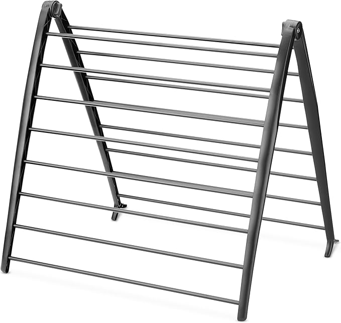 Whitmor Spacemaker Folding Drying Rack, Indoor Clothes Organizer with Patent-Pending Design, Space Saving, 6" L x 26" W x 51.5" H, Black