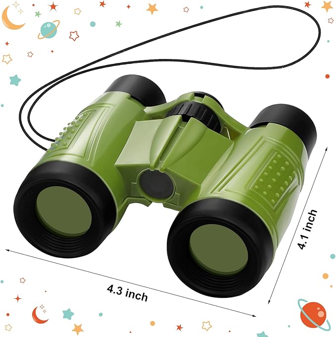 Deekin 16 Toy Binoculars for Kids with Neck String Learning Novelty Binocular Bulk Jungle Safari Hunting Party Favor for Explorer Gifts Bird Watching Camping Hunting, 4.3 x 4.1 Inch(Multicolor)