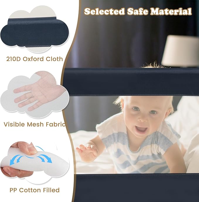BABY JOY Bed Rails for Toddlers, Extra Long, Swing Down Safety Bed Guard for Convertible Crib, Folding Baby Bedrail for Kids Twin, Double, Full Size Queen & King Mattress (71", Dark Gray)