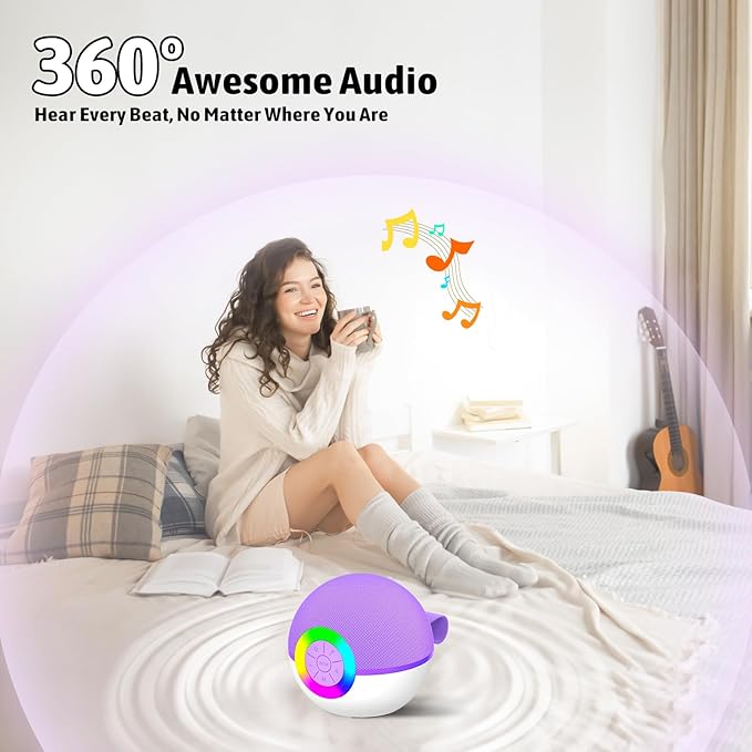 Karaoke Microphone Machine Toys for Kids Adults, Mini Portable Bluetooth Speaker with 2 Wireless Mics, Christmas Birthday Gifts for Boys Girls Ages 3 4 5 6 7 8 9 10 11 12+ Year (Purple)