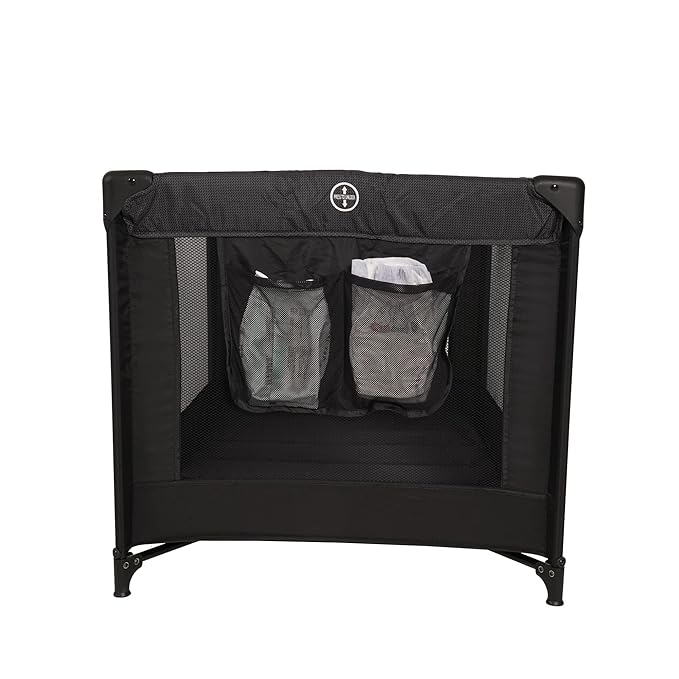 Pamo Babe Portable Crib Baby Playpen with Mattress and Carry Bag (Black)