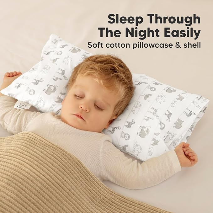 Toddler Pillow with Pillowcase - 10x18 My Little Dreamy Kids Travel Bed Pillows for Sleeping, Organic Cotton Small Pillowcase, Soft & Breathable, Machine Washable, Toddlers 2-5 Years Old (Savannah)