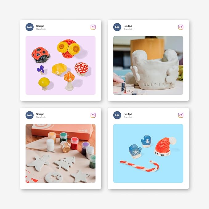 Sculpd - The Original Kids Pottery Kit, Air-Dry Clay Starter Kit for Kids Age 7+, Air Dry Clay with 5 Colour Paint Set, Paintbrushes, Pottery Tools, Sponge and Step-by-Step Guide