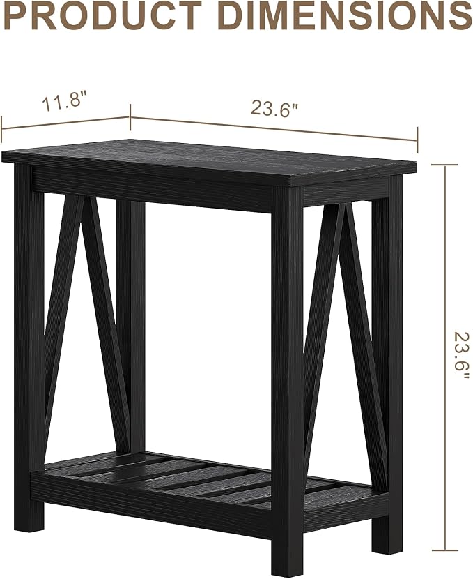 ChooChoo Farmhouse End Table Set of 2, Rustic Vintage Narrow End Side Table - Image 3