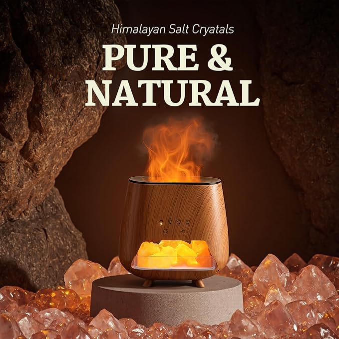2-in-1 Ultrasonic Aromatherapy Diffuser: Essential Oil Diffuser & Himalayan Salt Lamp, Quiet Scent Diffusers for Home with Cool Mist and Timer Settings