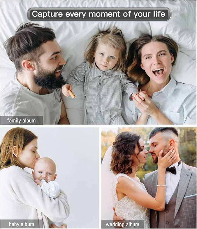 popotop Photo Album Self Adhesive with Picture Display Window,40 Pages DIY Scrapbooking Supplies Kit for 4x6 8x10 Picture,Linen Cover Memory Book for Baby Wedding, with Scraper and Metallic Pen