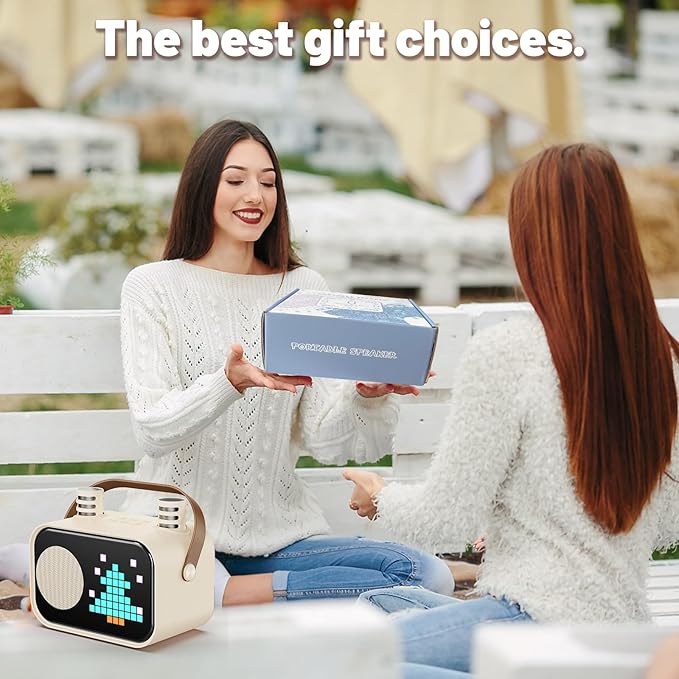 Karaoke Machine for Kids Adults, Portable Bluetooth Karaoke Speaker with 2 Wireless Microphones, Pixel Display Light, Birthday Gifts Toys for Girls & Boys Ages 3, 4, 5, 6, 7, 8, 9,10,11,12+ Years