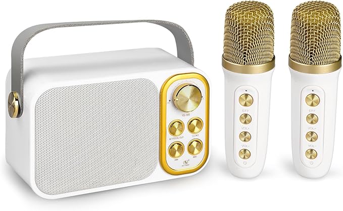 Mini Karaoke Machine for Kids Adult, Portable Bluetooth Karaoke Speaker with 2 Wireless Microphones for Home Party, Great Gifts for Boys and Girls Ages 4, 5, 6, 7, 8,9,10,11, 12+ Years Old