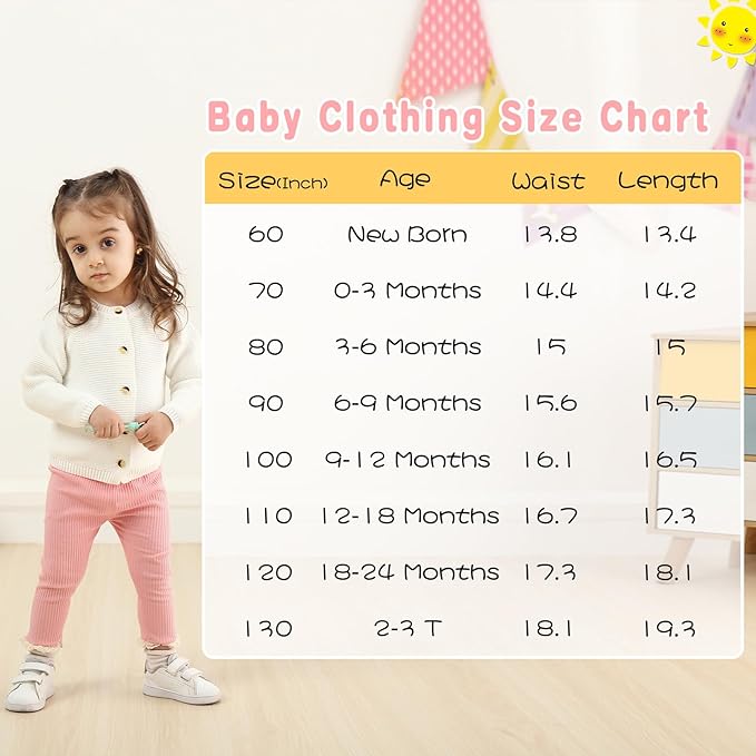 Newborn Toddler Baby Girl Pants Leggings Ribbed Straight Flare Infant Girl Pants Leggings Bell Bottoms 5 Packs